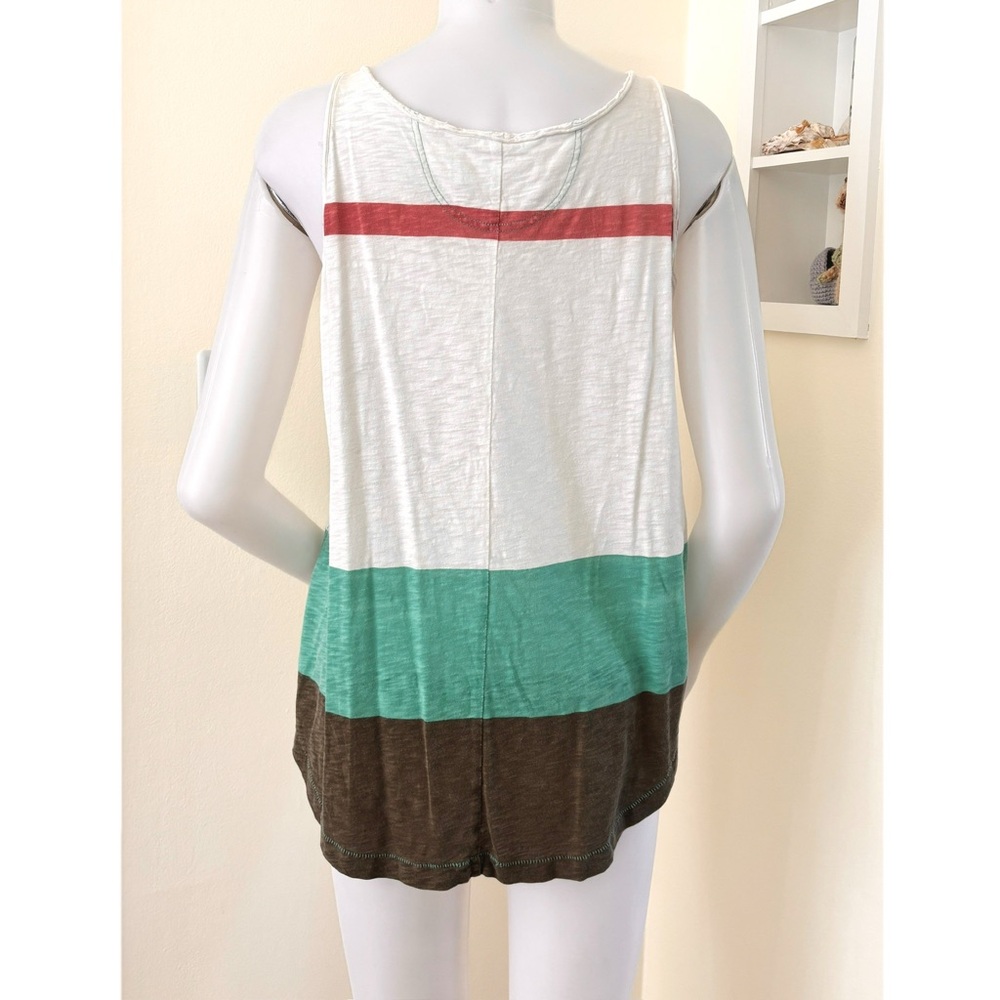 Aventura eco organic cotton modal white red green brown colorblock tank top - Picture 4 of 13